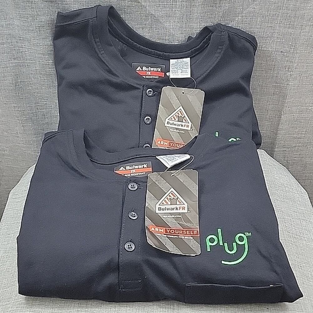 BULWARK NWT FR CAT 2 NFPA 2112 Henley Long Sleeve Shirts 2XL Lot of 2 Logo